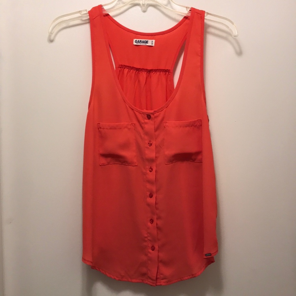 XS pink button down tank from Garage